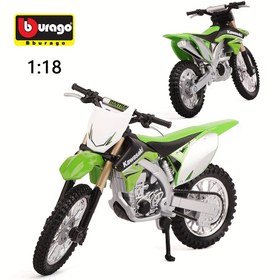 Resim BURAGO 1:18 Ölçekli Alaşım Kawasaki KX450F Motosiklet Modeli - Gerçekçi Detaylara Sahip Yeşil Oyuncak Kir Bisikleti, Erkekler ve Gençler için Mükemmel Doğum Günü Hediyesi 