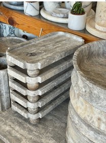 Resim Silver Traverten Kendinden Ayaklı Dekoratif Tepsi Beyaz 