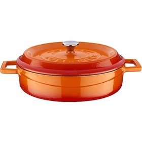 Resim Lava Döküm Çok Amaçlı Yayvan Tencere Çap Ø 24 Trendy Serisi - Turuncu Turuncu 