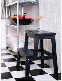 Resim Ikea Bekvam Basamaklı Mutfak Tabure Merdiven - Siyah Renk 