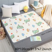 Resim 1 adet 4 Katmanlı Kaymaz Yeniden Kullanılabilir Yıkanabilir Yetişkin & Evcil Hayvan İdrar Pedi - Sevimli Dinozor & Çiçek Desen, 80.01x119.99 cm Hafif Polyester Kadın Hijyeni için, Doğum Sonrası Bakım, Yurt Yatağı Örtüsü, Dayanıklı Hijyenik Ped, Yıkanabilir İşevme Pedleri, Yurt Yatak Takımı, Fantezi Yatak Tasarımı, Emici Yatak Örtüsü 