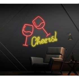 Resim Cheers Yazılı Ve Şekilli Neon Tabela Sarı 
