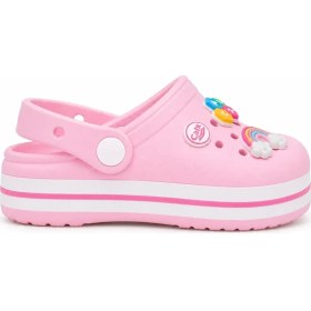 Resim RS Riva Shoes Kız Çocuk Kreş Havuz Bahçe Terlik | Gökkuşağı ve Harf Aksesuarlı Hafif Günlük Terlik 