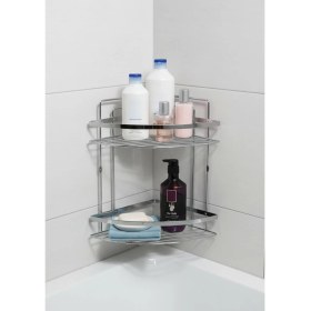 Resim Hometarz Lamalı Krom Raf 2 Katlı Banyo Düzenleyici Şampuanlık Paslanmaz 