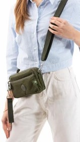 Resim Unisex Pratik Omuz Çantası, 3 Fermuarlı Çok Bölmeli El ve Bilek Modeli, Su İtici Kumaş, Ayarlanabilir Çıkarılabilir Uzun Askılı Günlük Çanta 20x11x5 cm 