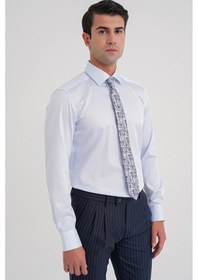 Resim Efor Slim Fit %100 Pamuk Non Iron Kumaş Klasik Mavi Gömlek Gk 734 Mavi 