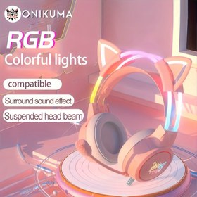 Resim ONIKUMA x15pro Kedi Kulaklıkları - RGB Kablolu Oyun Kulaklığı, Çevresel Ses, Gürültü Azaltma ve Çıkarılabilir Başlık ile PC & Laptop için, Sesli İletişim | Canlı RGB Aydınlatma | Asılı Başlık, Oyun Kulaklıkları 