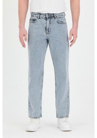 Resim Polo State Erkek Baggy Fit Kot Pantolon Kar Yıkama Açık Gri Melanj 