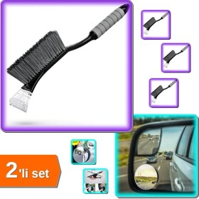 Resim Fırçalı Buz Kazıyıcı Araç Kar Temizleyici + Çerçevesiz Ayarlanabilir Kör Nokta Aynası 2li Set R8XQJH 