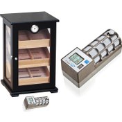 Resim Cigar Spa Alman Elektronik Puro Kutusu Humidor Kabinet Siyah 120'S 