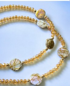 Resim Gözlük Zinciri Amber Kristal Boncuklu Varak Efektli Thınblack Koleksiyonu Amber 