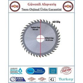 Resim Gross AVM Ahşap Sunta Kesme Testeresi Elmaslı 115MM 