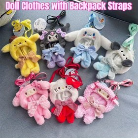 Resim Sanrio Kıyafet Seti, Sevimli Cosplay Giysileri, Peluş Sırt Çantası Aksesuarı - Şirin Mavi & Beyaz Ekose Fiyonk Tasarımı, Eğlenceli Aksesuar | LaBu Trendy Play Koleksiyonu, Bebek Dahil Değildir 