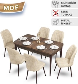 Resim Canisa Concept Mun Serisi Mdf Barok Mutfak Masa Takımı Krem Sandalye 6 Adet 