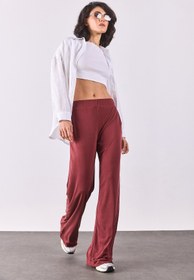 Resim Kadın Jovie Yumuşak Dokulu Yüksek Bel Wide Leg Eşofman Altı (CUPRO) - Bordo - BORDO / M / 29 