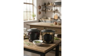 Resim Feyza Design 2'li Siyah Soğan ve Patates Kova Seti, Pratik ve Şık Saklama Çözümü 