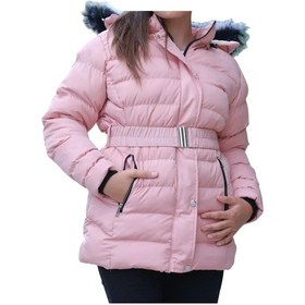 Resim İrem Kız Çocuk Su İtici Özellikli Fermuar Çıtçıt Kapamalı Kuşaklı Kürklü Pembe Mont 
