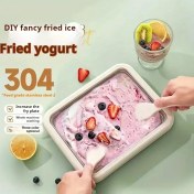 Resim Outdoor camping fried ice tray: no power supply homemade ice cream machine, small manual fried yogurt machine + ice cream dual-purpose tray 