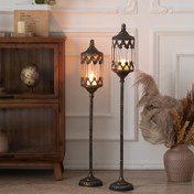 Resim Vintage Roma Esintili Metal Mumluk - Rüzgar Geçirmez, Oturma Odası & Otel için Dekoratif Masa Ayracı, Rustik Kırsal Tasarım Süslü Desenlerle 