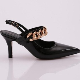 Resim Dgn 605 Kadin Aksesuarli Bantli Topuklu Ayakkabi 605-2303-R1645 Siyah 