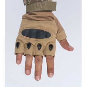 Resim Combat Tactical Outdoor Kesik Parmaksız Eldiven Asker Polis Dağcı Sporcu Bisikletçi Kemik Eldiveni 