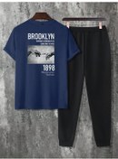 Resim Unisex 1898 Brooklyn Baskılı 2'li Eşofman Takımı Lacivert 