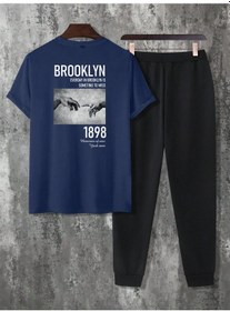 Resim Unisex 1898 Brooklyn Baskılı 2'li Eşofman Takımı Lacivert 