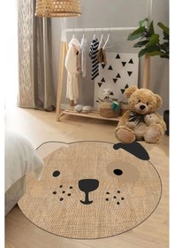 Resim Dijital Kaymaz Yıkanabilir Jüt Görünümlü Sevimli Köpek Modern Çocuk Halısı Çocuk Odası Halısı DC-9115 Jüt Rengi Çok Renkli 