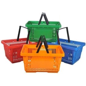 Resim RafBurada 10 Adet 22 Lt Plastik Alışveriş Sepeti - Market El Sepeti Kırmızı 