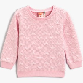 Resim Kız Bebek Kabartma Kalp Baskılı Sweatshirt 