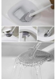 Resim Home Duvara Yapıştırılabilir Silikon Wc Fırçası,ince Aralara Girebilir Silikon Klozet Fırçası Beyaz Siyah 