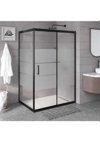 Resim Vesta D201 Dikdörtgen Duşakabin Siyah Profil Kumlu Cam H: 190 Cm Diğer 