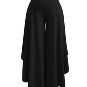 Resim Kadınlar İçin Şık Bej Geniş Paça Pantolon, Yüksek Bel ve Dantelli Etek - Her Mevsim İçin Basit & Şık Bol Kesim Tasarım, Günlük veya Tatil Giyimi İçin Mükemmel, Rahat Giyim | Basit Şık Tasarım | Polyester Karışımı 