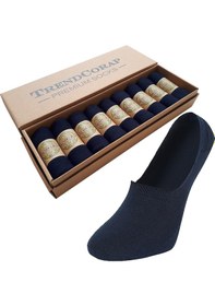 Resim Trendcorap Premium 9'lu Dikişsiz Kaydırmaz Silikon Topuklu Bambu Erkek Ve Bayan Babet Çorap Lacivert 