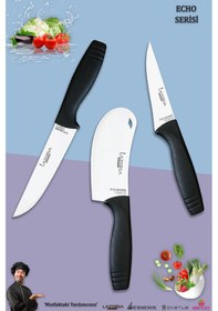 Resim Eco Serisi Mutfak Bıçak Seti Et Sebze Börek 3 Lü Set Mft-4536 Siyah 