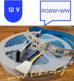 Resim 12 Volt Rgbw+ww 5 Renk Rgb Beyaz Günışığı 5050 Smd İç Mekan 60 Led 5 Metre Şerit Led 