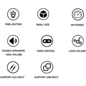 Resim Besthome1 V-119 Siyah-mavi Işıklı Hoparlör - Usb, 3.5mm Jack, Kompakt Tasarım 