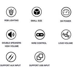 Resim Besthome1 V-119 Siyah-mavi Işıklı Hoparlör - Usb, 3.5mm Jack, Kompakt Tasarım 