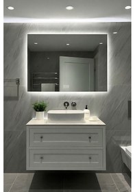 Resim Digital Hayat Buğu Çözücü Dokunmatik Dimlenebilir Dikdörtgen Ayna Beyaz Işıklı Led Dekoratif Banyo Makyaj Aynası Yatay Ve Dikey Kullanım Beyaz 