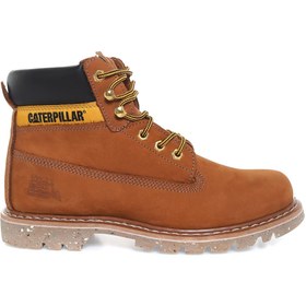 Resim Caterpillar E Colorado Yuvarlak Burun Orta Topuk Bağcıklı Soğuk Havaya Dayanıklı Günlük Tarçın Klasik Bot Nubuk 