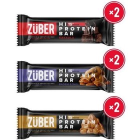 Resim Züber Hi Protein Deneme Paketi Kakaolu + Badem Ezmeli + Yer Fıstığı Ezmeli 6 x 45 G 