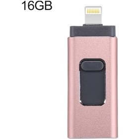 Resim Rogfer Easyflash Rqw-01b 3'ü 1 Arada Usb 2.0 Ve 8 Pin Ve Mikro Usb 16gb Flash Sürücü Pembe Altın 