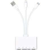 Resim Techmaster 5in1 Allround Iphone Type-c Usb 2xusb Sd Tf Kart Şarj Adaptörü 