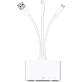 Resim Techmaster 5in1 Allround Iphone Type-c Usb 2xusb Sd Tf Kart Şarj Adaptörü 