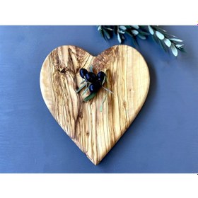 Resim Zethome Zeytin Ağacı Ahşap Kalp Servis Tabağı 24 CM 