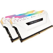 Resim Corsair CMW32GX4M2E3200C16W 32GB (2X16GB) DDR4 3200MHz CL16 Vengeance Beyaz RGB Pro Soğutuculu DIMM Bellek Ram 