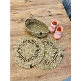 Resim Jütex Home Jüt Hasır Amerikan Servis Supla ve Sepet 3 Parça 