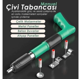 Resim Mekanik Çivi Tabancası Beton, Ahşap ve Çelik Çivi Tabancası 100 Adet Çivi 