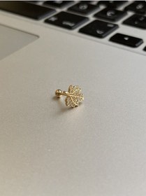 Resim 316 L Cerrahi Çelik Dudak Kıkırdak Helix Tragus Piercingi Yaprak Detaylı Piercing Rose Gold 