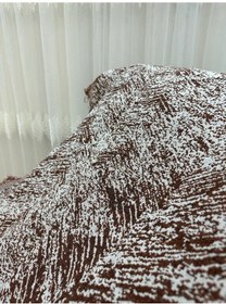 Resim Özlü Home Pamuklu Koltuk Çekyat Örtüsü 170x220 Alaca Acı Kahve Kaydırmaz Koltuk Şalı Acı Kahverengi 